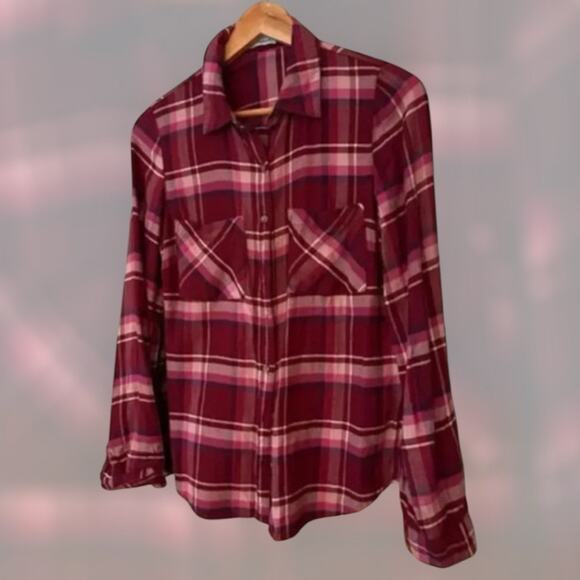 Maurices Flannel Button Down Purple/Pink Top Size‎ Small - Picture 1 of 5